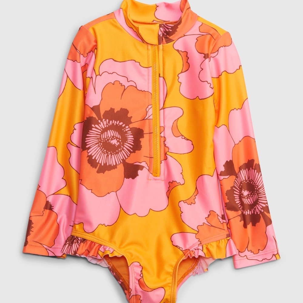 GAP Toddler Floral Rash Guard Swim One-Piece 3T
